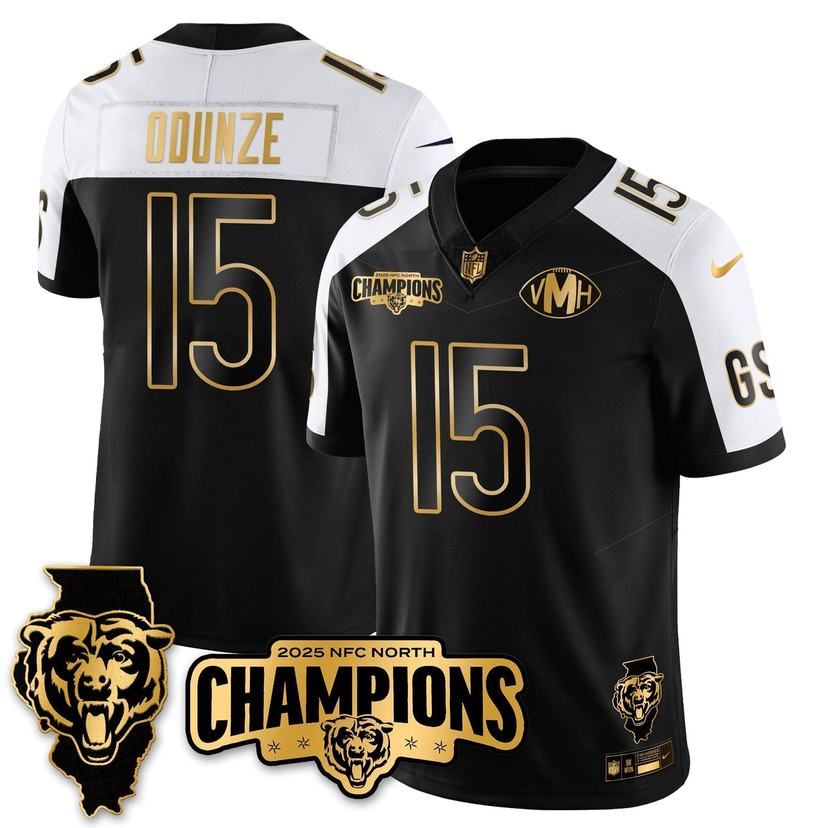 CHI NFC North Division Champions Vapor Limited Gold Jersey - Stitched