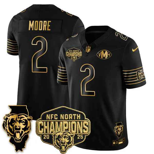 CHI NFC North Division Champions Vapor Limited Gold Jersey n2 - Stitched