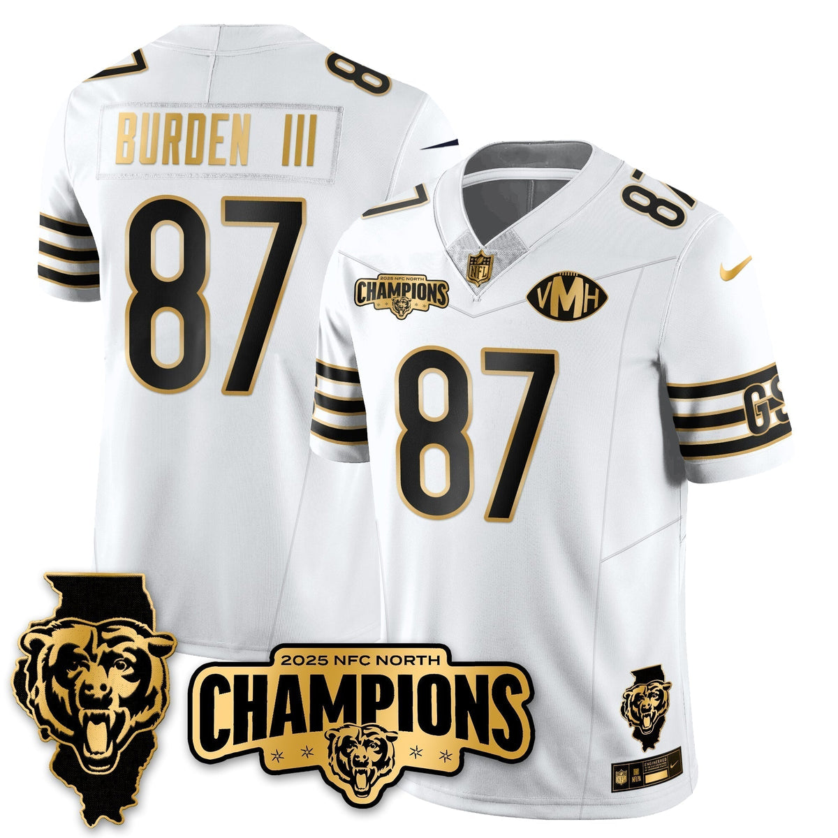CHI NFC North Division Champions Vapor Limited Gold Jersey - Stitched