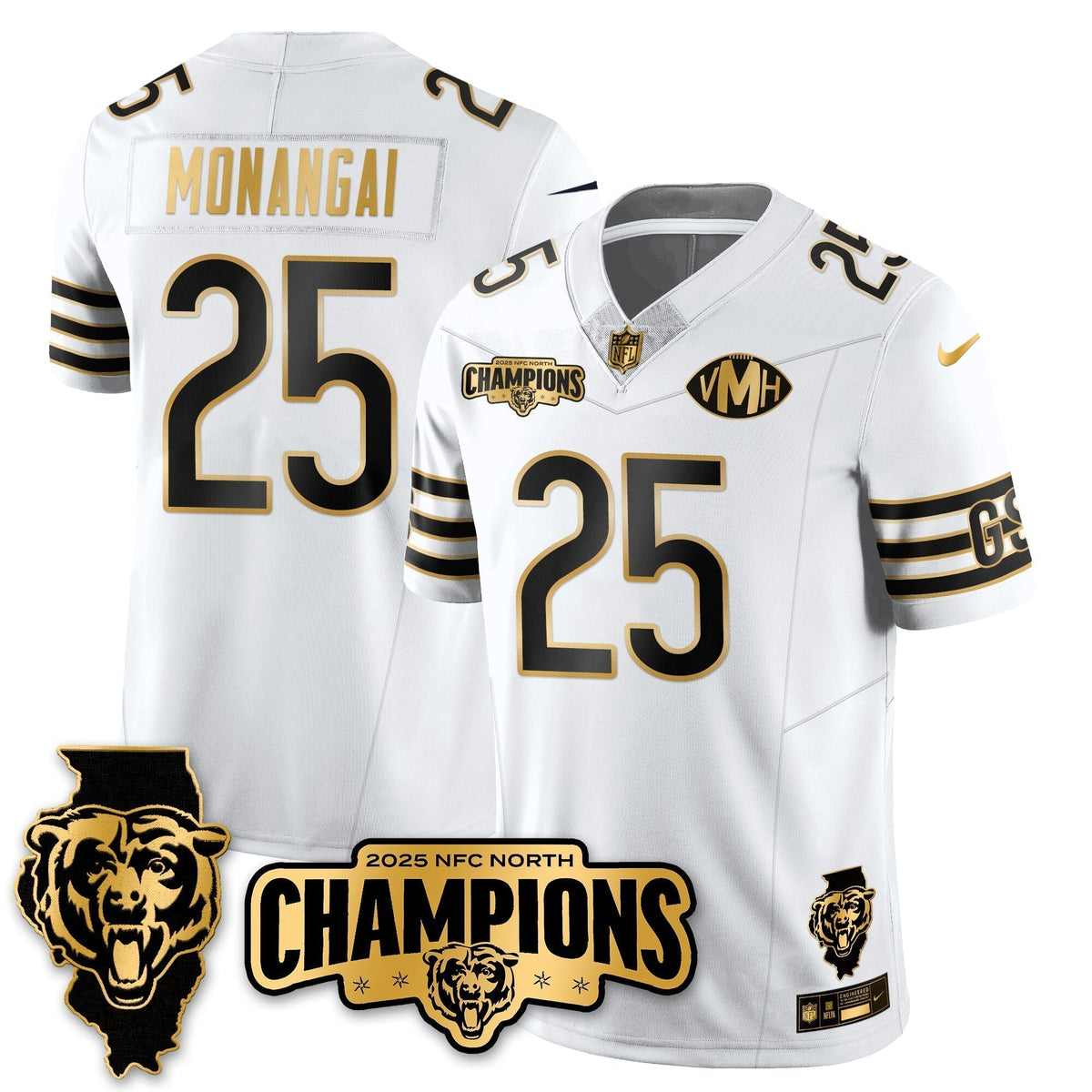 CHI NFC North Division Champions Vapor Limited Gold Jersey - Stitched