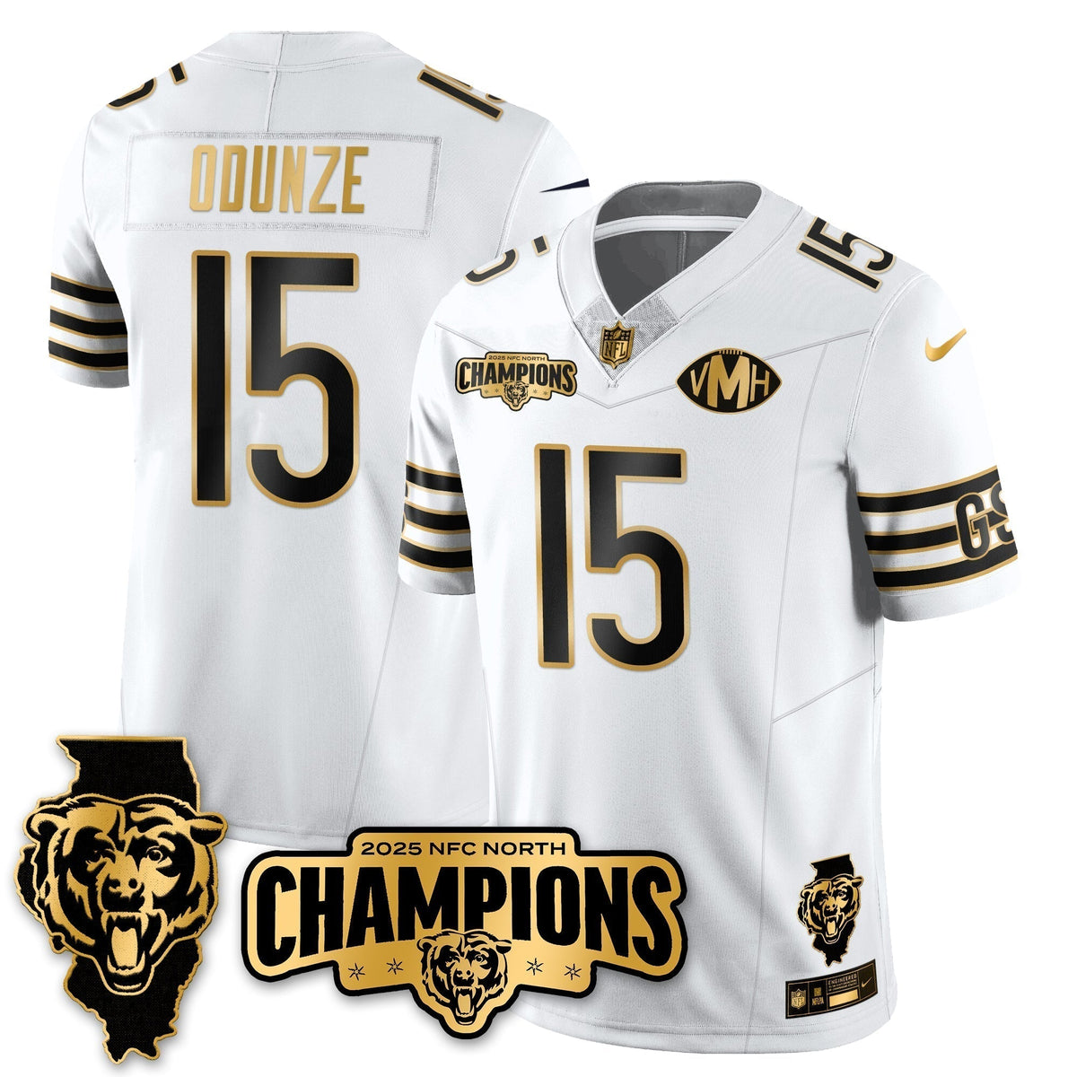 CHI NFC North Division Champions Vapor Limited Gold Jersey - Stitched