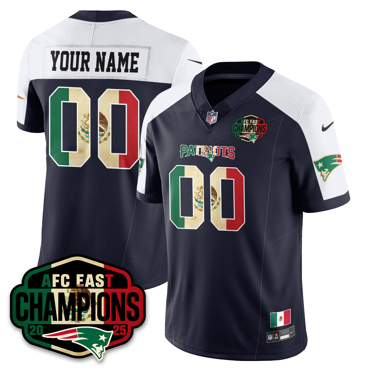Custom NE Mexico AFC East Division Champions Vapor Limited Jersey - Stitched
