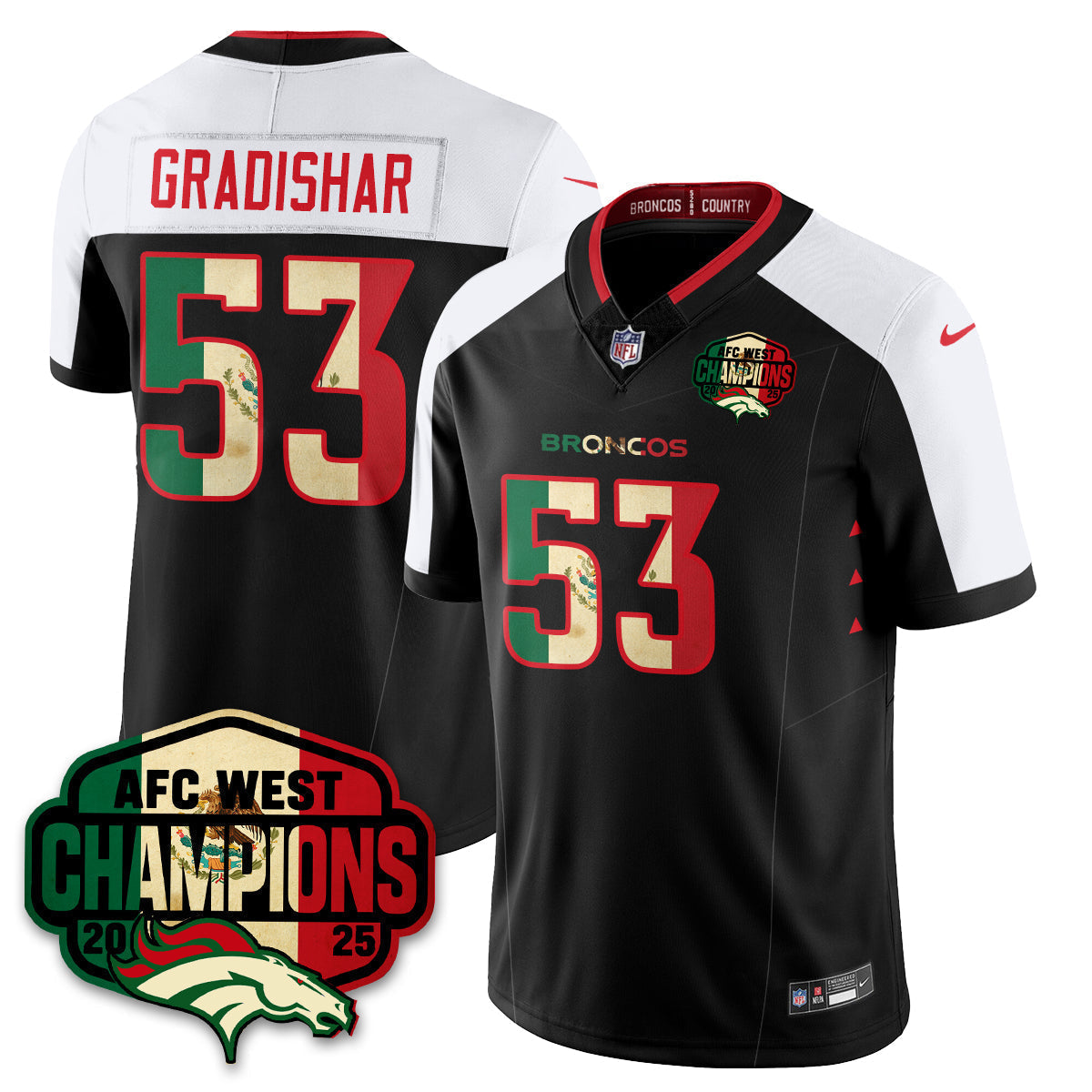 DEN Mexico AFC West Division Champions Vapor Limited Jersey - Stitched