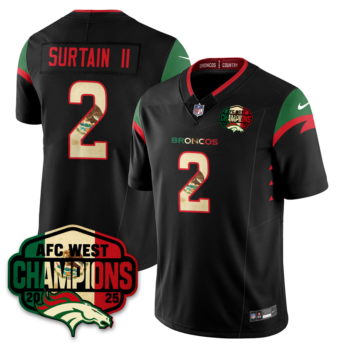 DEN Mexico AFC West Division Champions Vapor Limited Jersey - Stitched