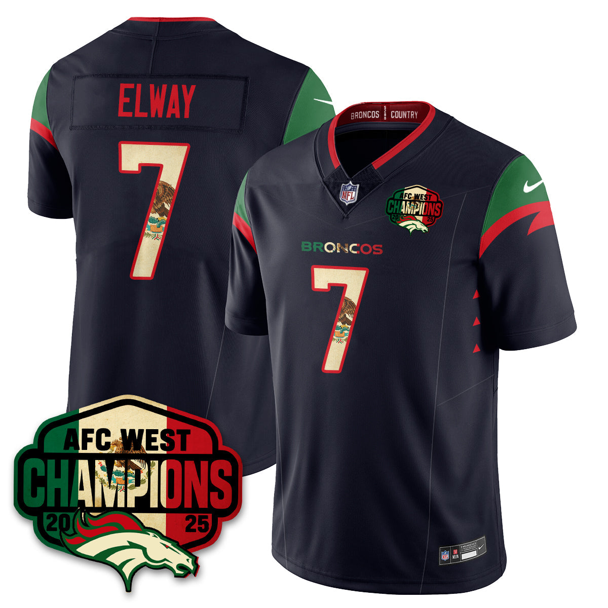 DEN Mexico AFC West Division Champions Vapor Limited Jersey - Stitched