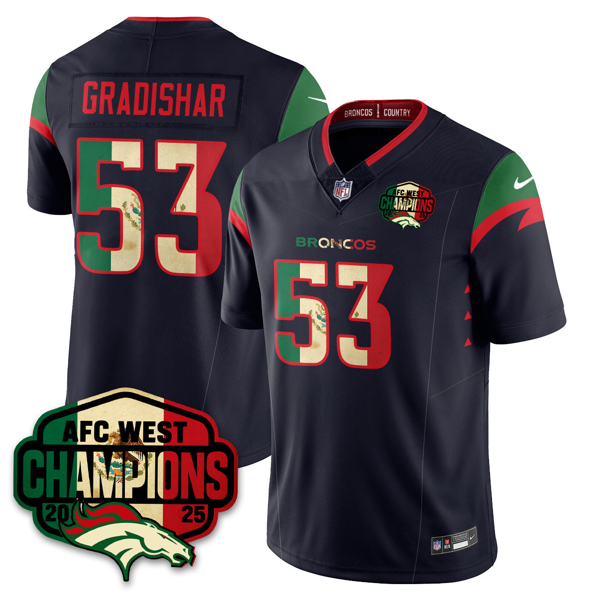 DEN Mexico AFC West Division Champions Vapor Limited Jersey - Stitched