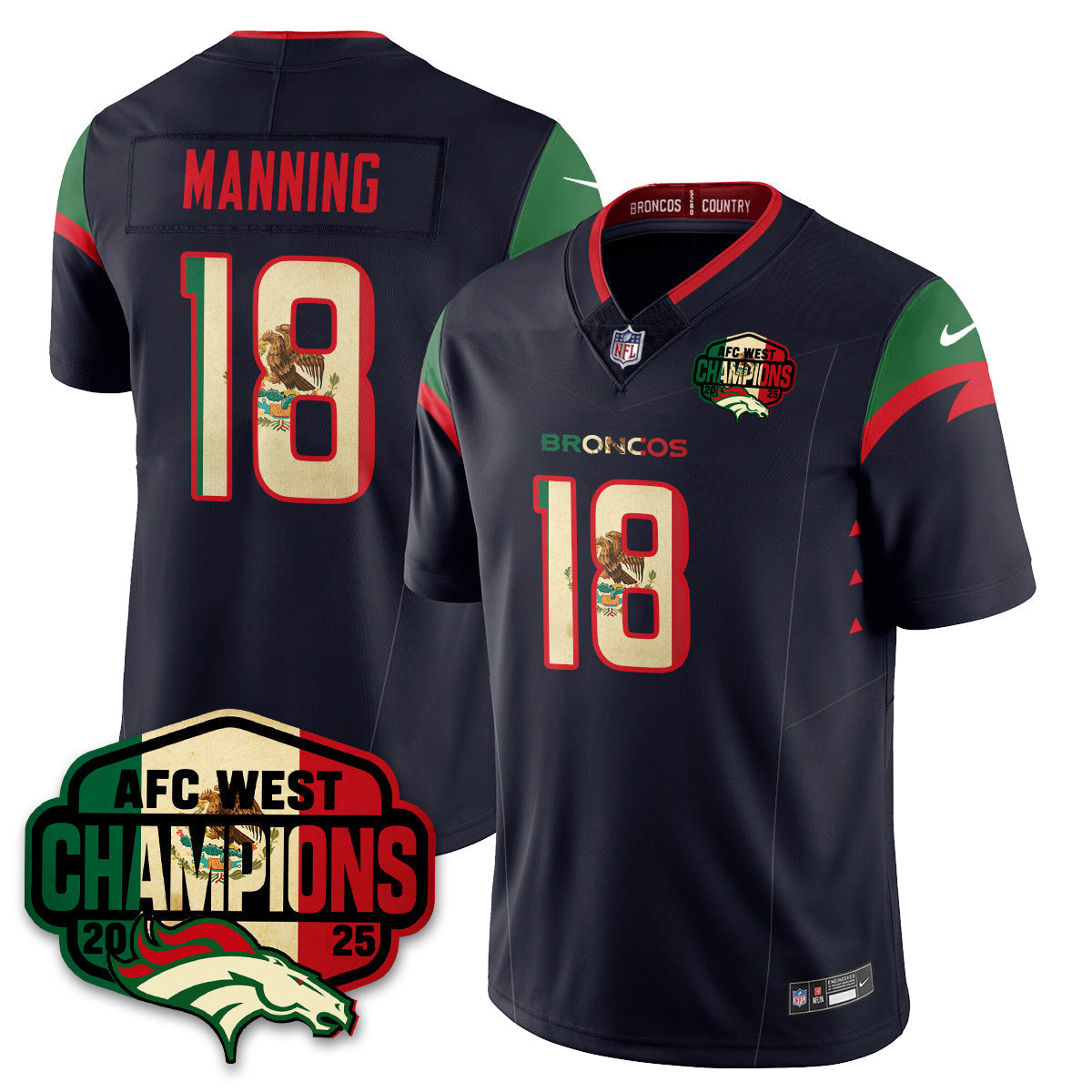 DEN Mexico AFC West Division Champions Vapor Limited Jersey - Stitched