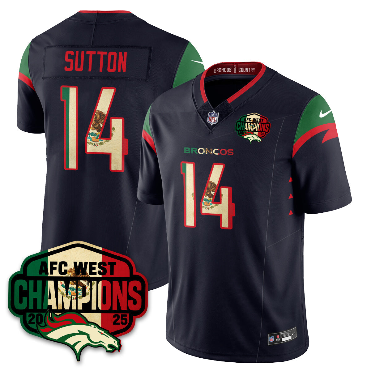 DEN Mexico AFC West Division Champions Vapor Limited Jersey - Stitched