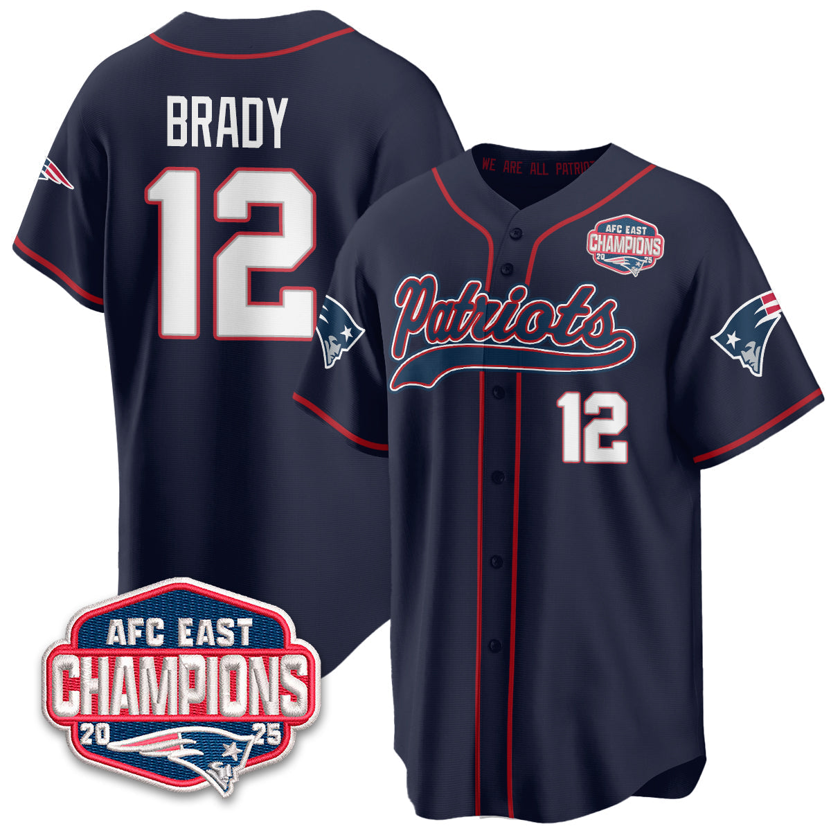 NE AFC East Division Champions Vapor Limited Baseball Jersey - Stitched