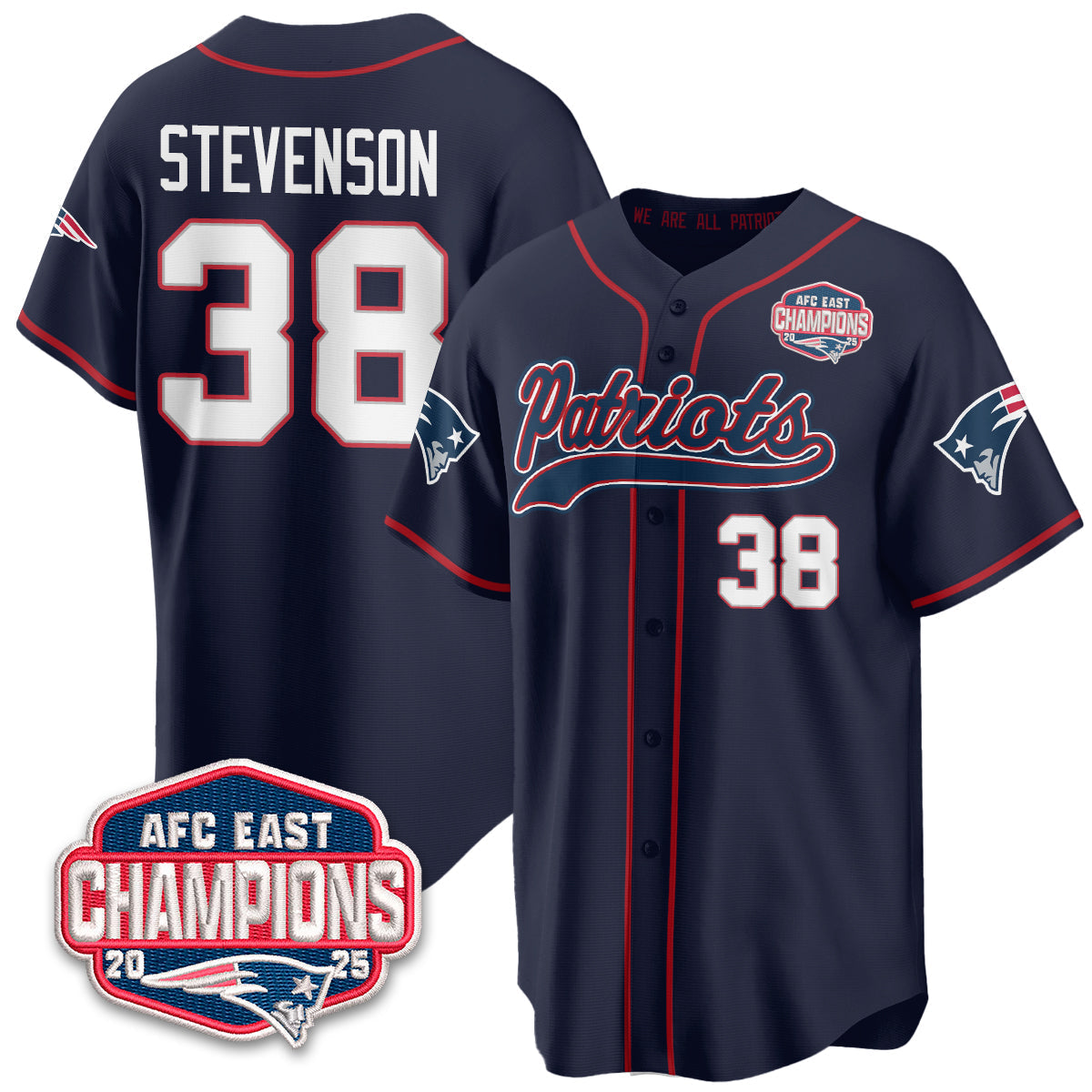 NE AFC East Division Champions Vapor Limited Baseball Jersey - Stitched
