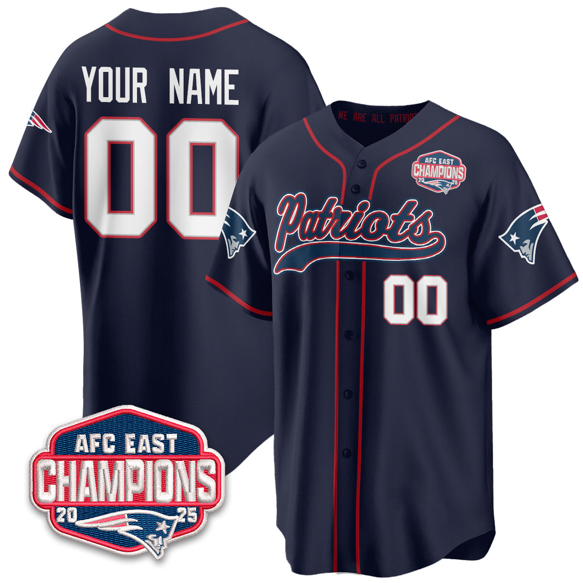 NE AFC East Division Champions Vapor Limited Baseball Jersey - Stitched