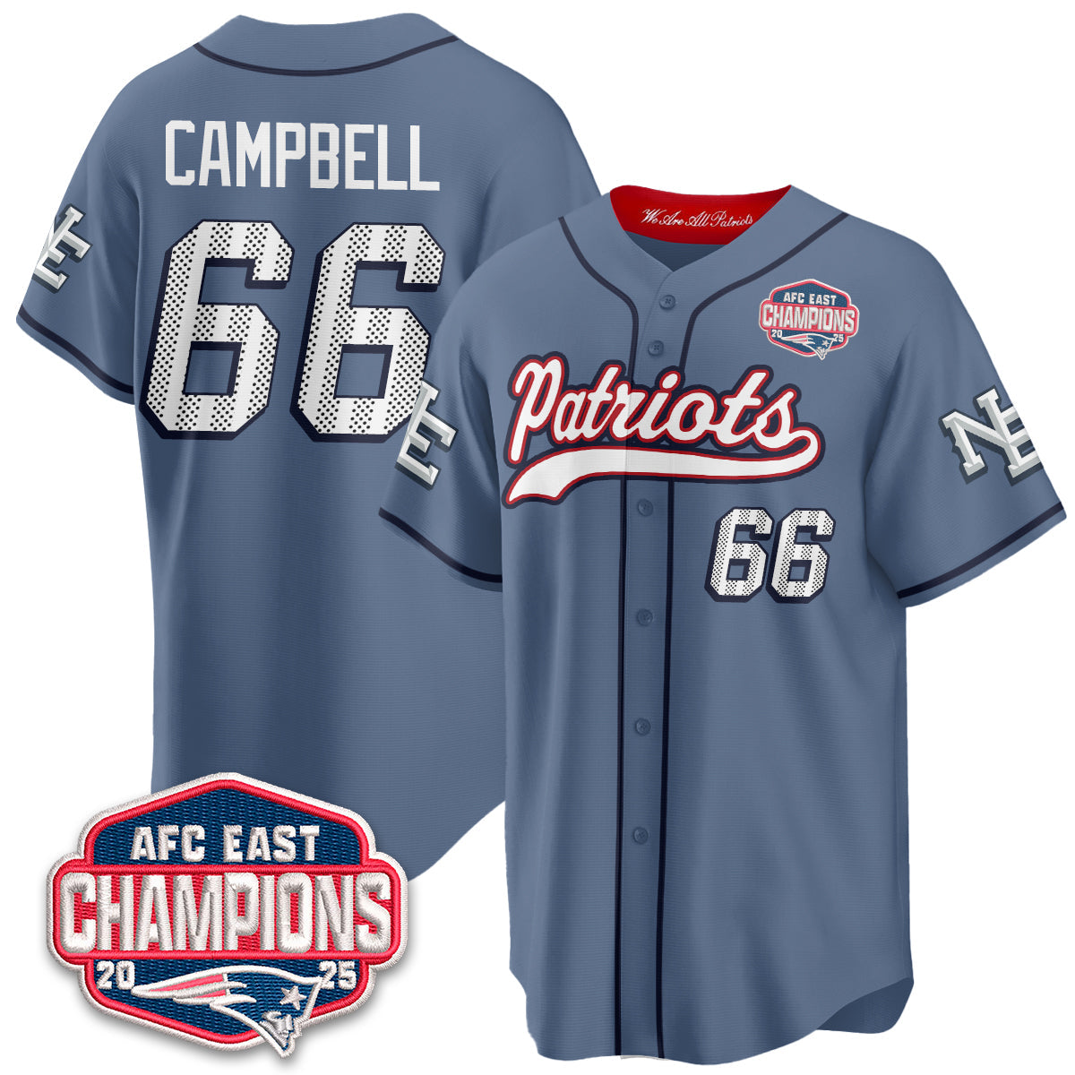 NE AFC East Division Champions Vapor Limited Baseball Jersey - Stitched