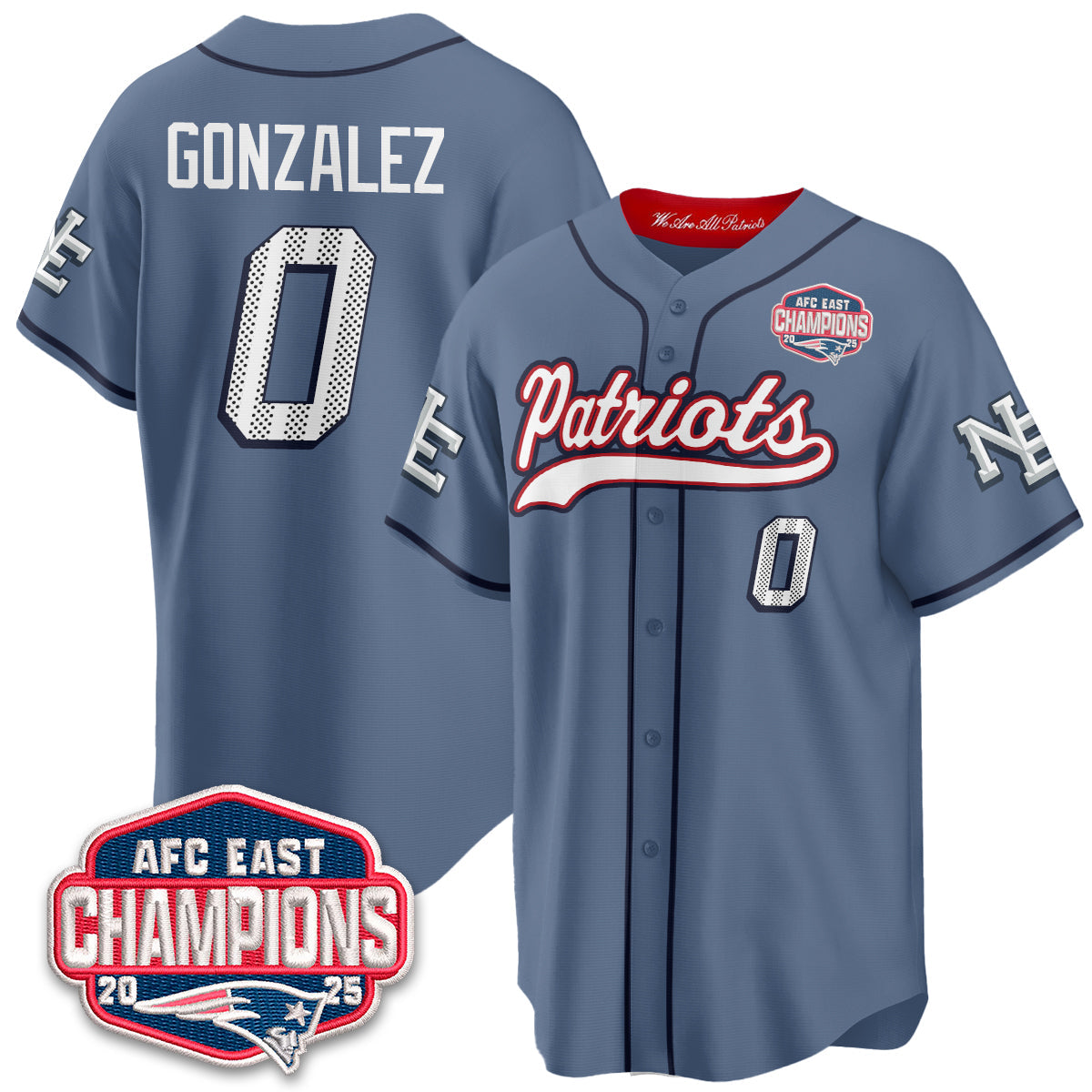 NE AFC East Division Champions Vapor Limited Baseball Jersey - Stitched