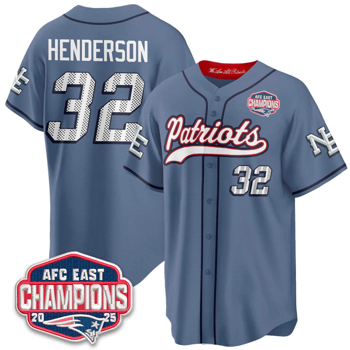 NE AFC East Division Champions Vapor Limited Baseball Jersey - Stitched