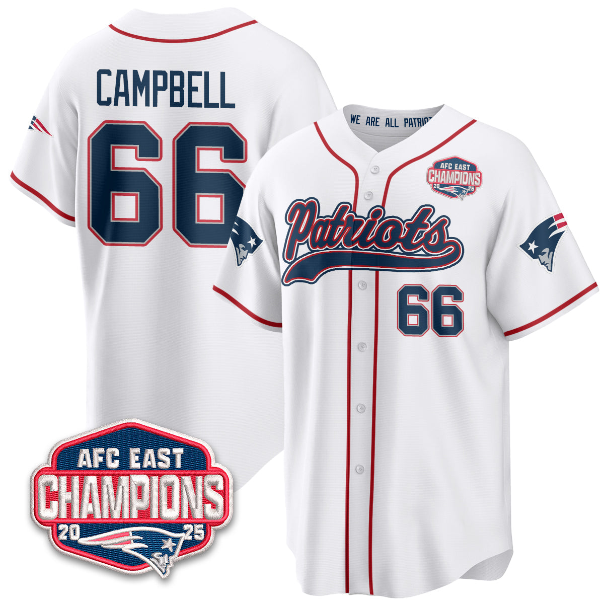 NE AFC East Division Champions Vapor Limited Baseball Jersey - Stitched