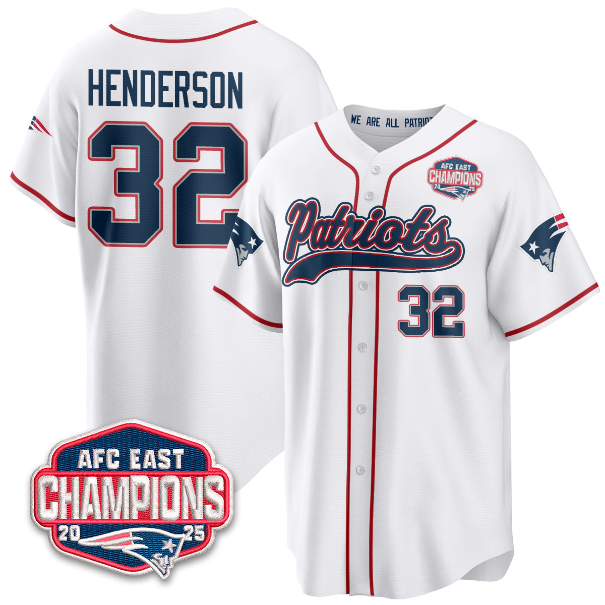 NE AFC East Division Champions Vapor Limited Baseball Jersey - Stitched