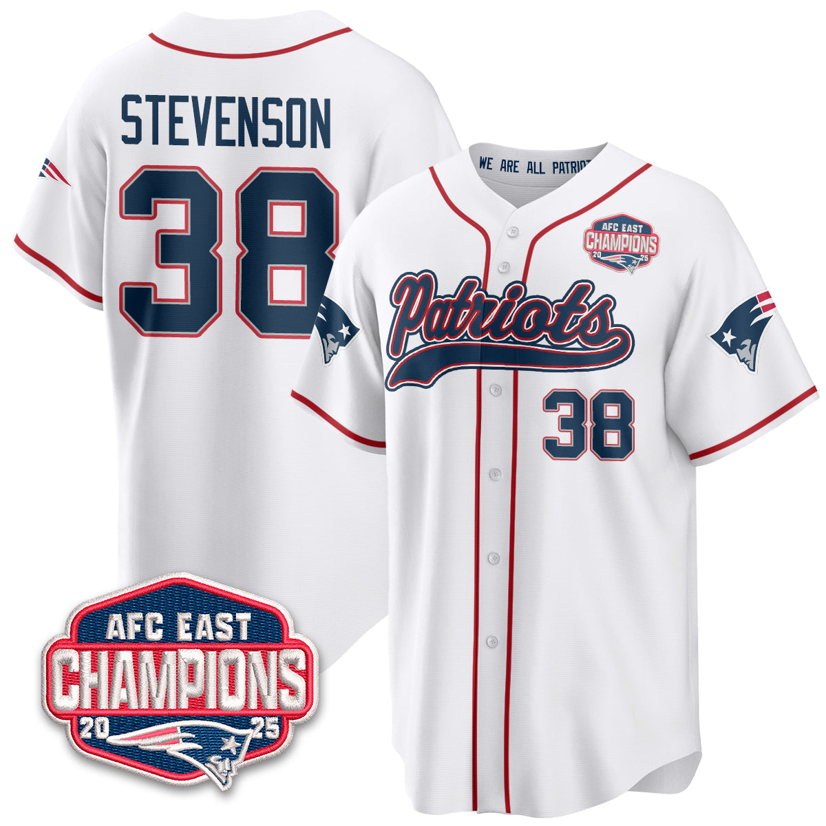 NE AFC East Division Champions Vapor Limited Baseball Jersey - Stitched