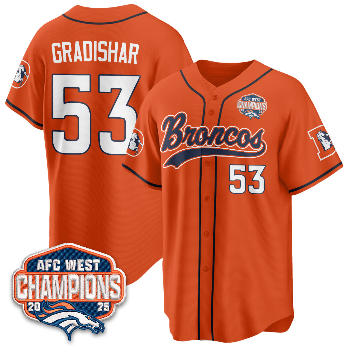 DEN AFC West Division Champions Vapor Limited Baseball Jersey - Stitched