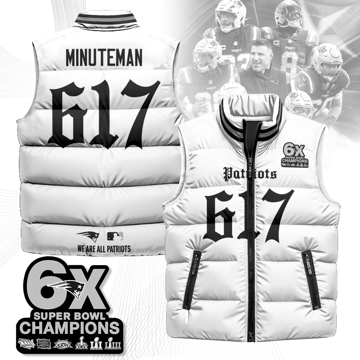 NE 6-Time Champions Gothic Unisex Puffer Vest