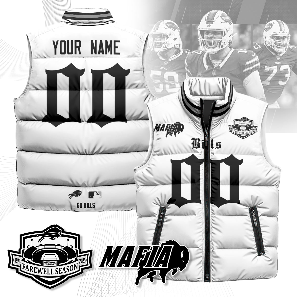 Custom BUF Gothic Farewell Highmark Unisex Puffer Vest