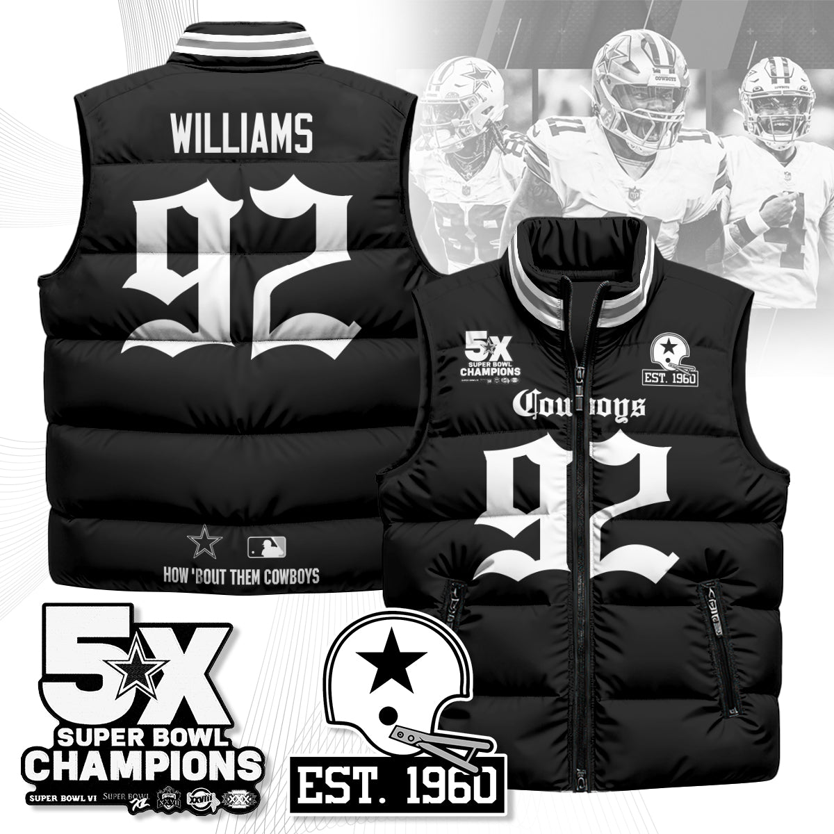 DAL Gothic 5-Time Champions Unisex Puffer Vest