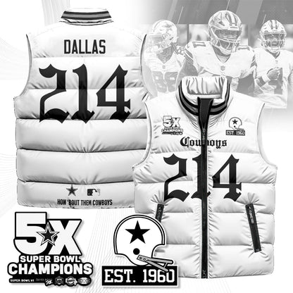 DAL Gothic 5-Time Champions Unisex Puffer Vest