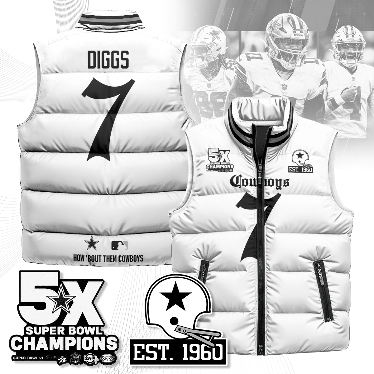 DAL Gothic 5-Time Champions Unisex Puffer Vest
