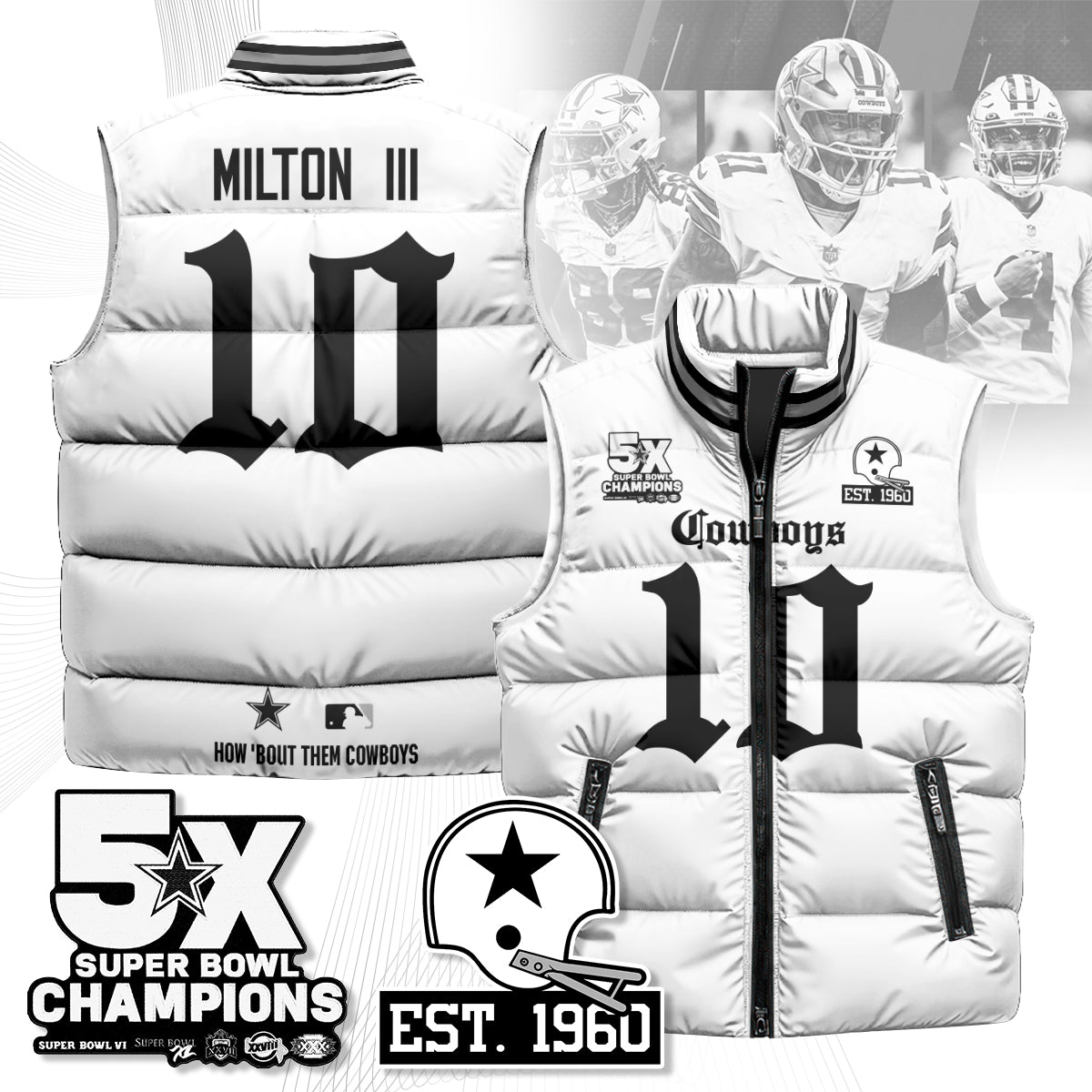 DAL Gothic 5-Time Champions Unisex Puffer Vest