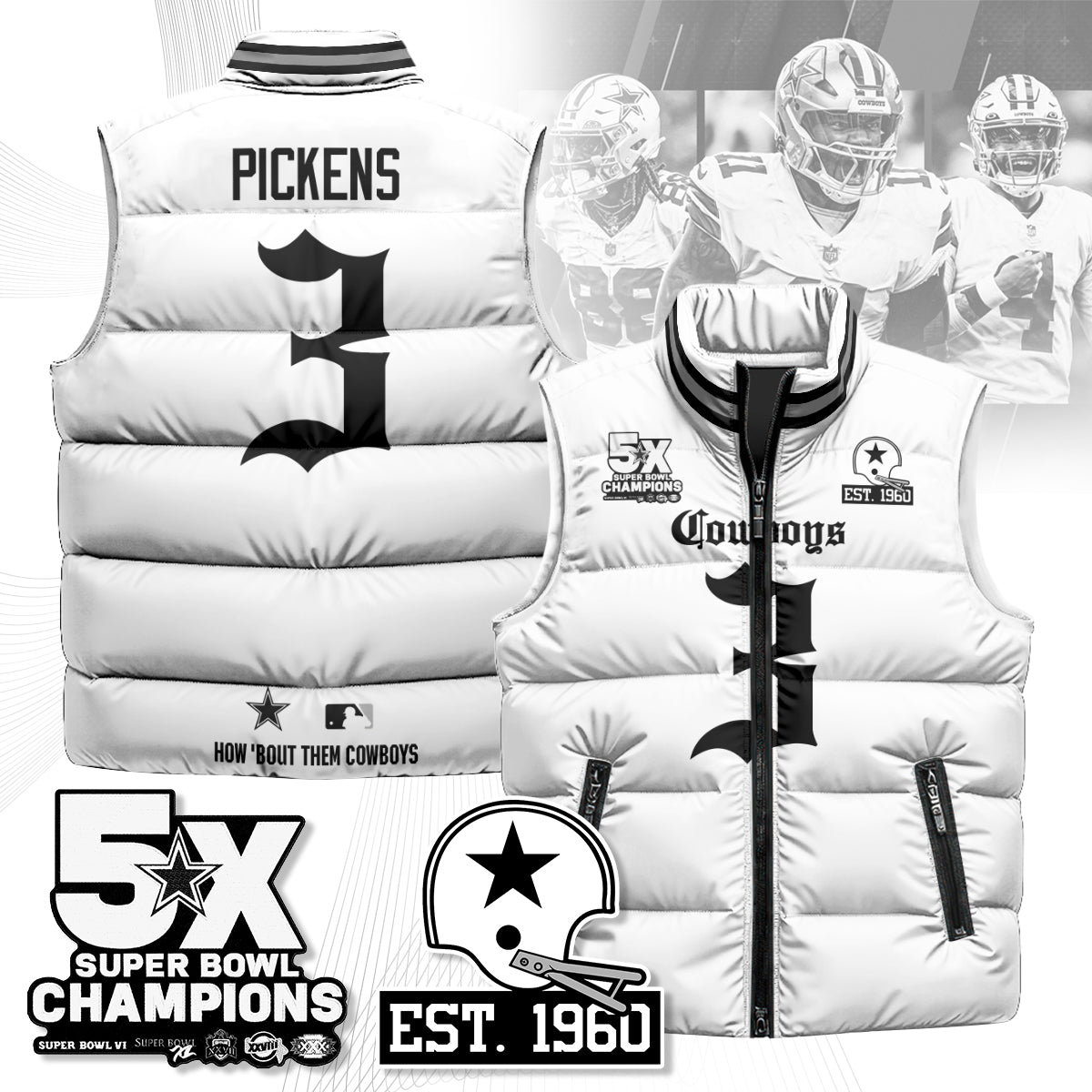 DAL Gothic 5-Time Champions Unisex Puffer Vest