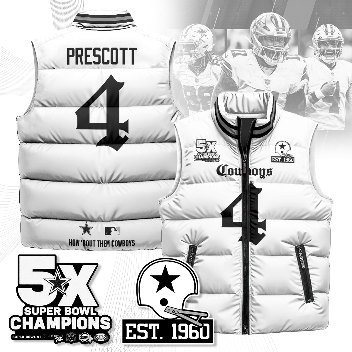 DAL Gothic 5-Time Champions Unisex Puffer Vest