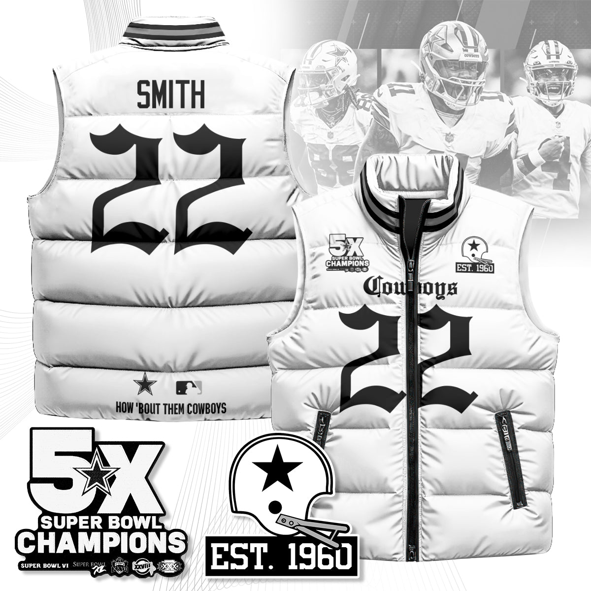 DAL Gothic 5-Time Champions Unisex Puffer Vest