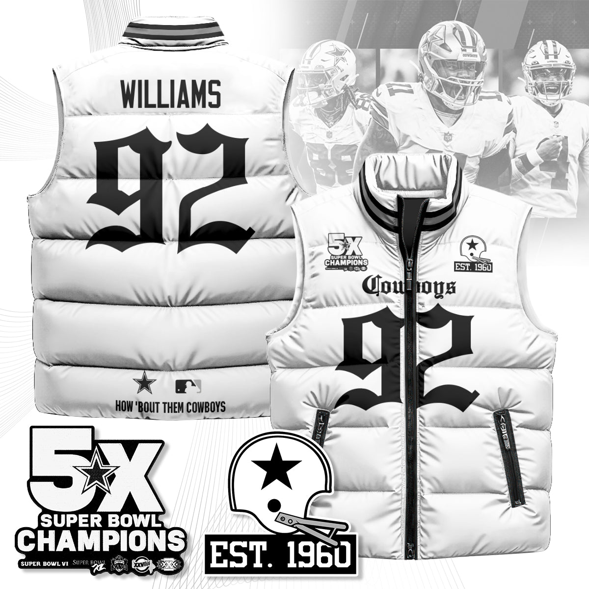 DAL Gothic 5-Time Champions Unisex Puffer Vest