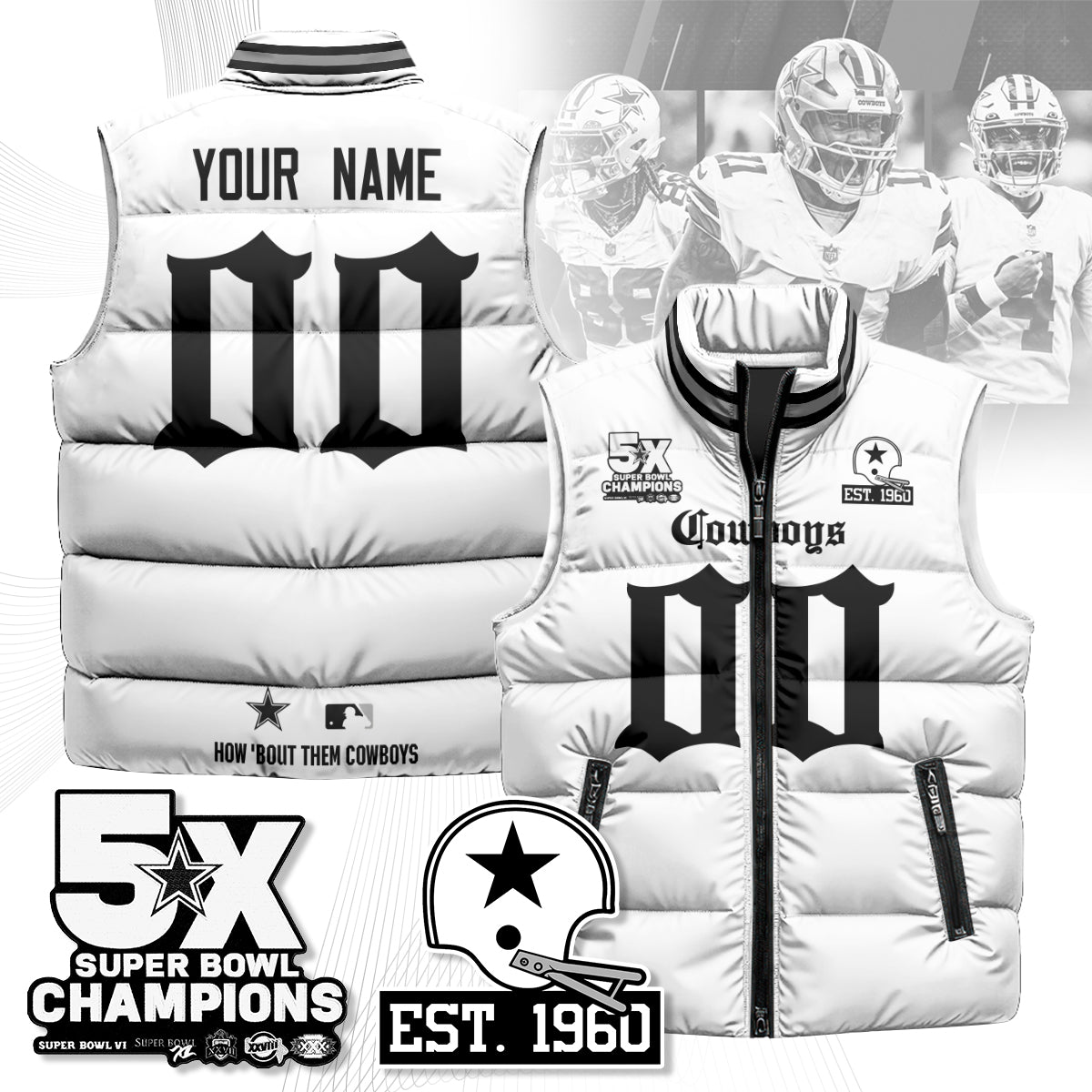 DAL Gothic 5-Time Champions Unisex Puffer Vest