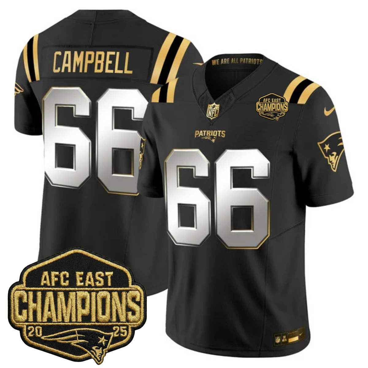 NE 2025 AFC East Champions Gold Vapor Limited Jersey - Stitched