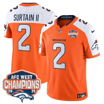 DEN AFC West Champions Patch Vapor Limited Jersey V2 - Stitched