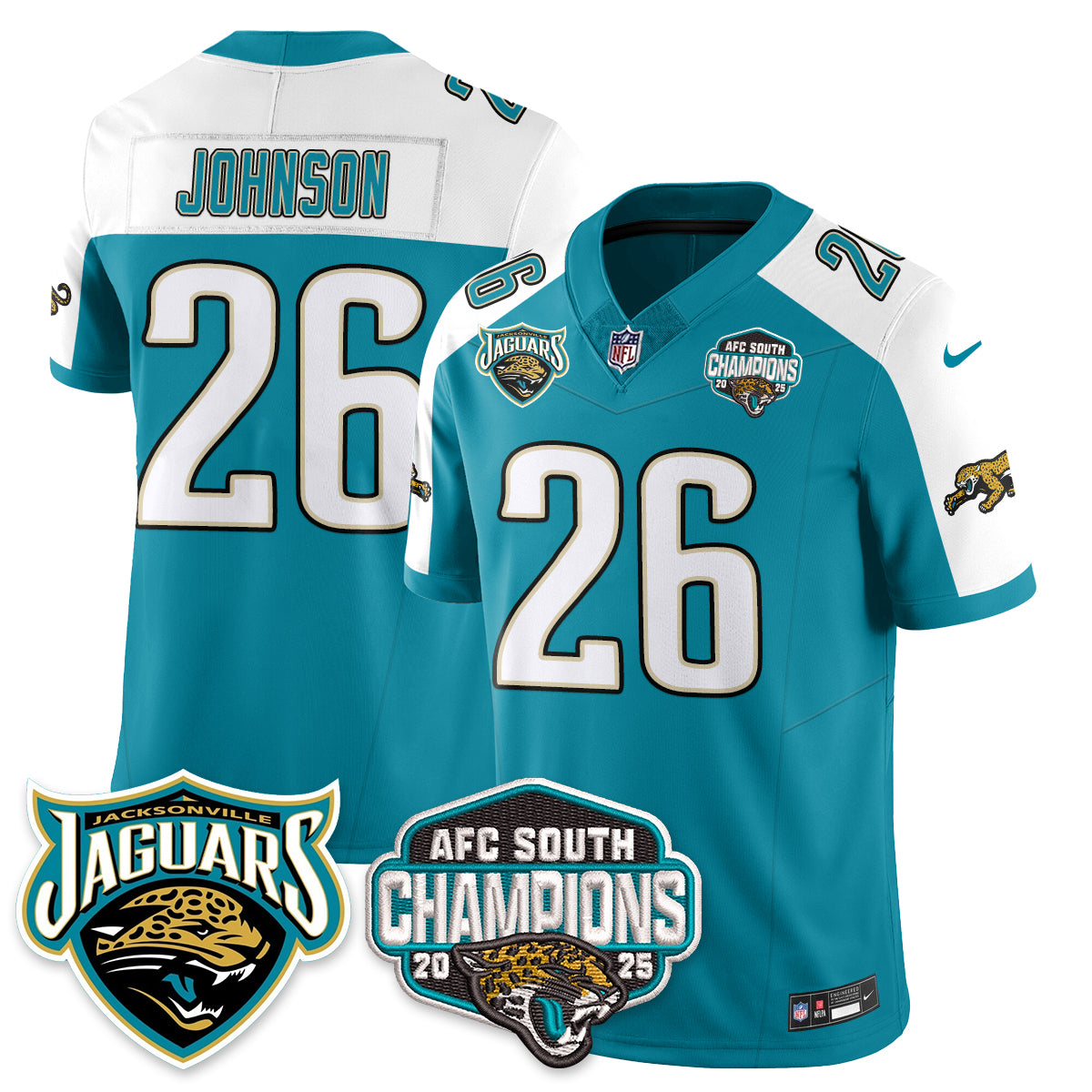DET AFC South Division Champions Vapor Limited Throwback Jersey - Stitched