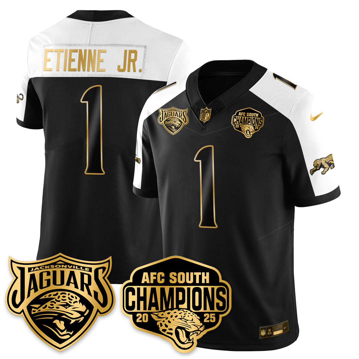 DET AFC South Division Champions Vapor Limited Gold Jersey - Stitched