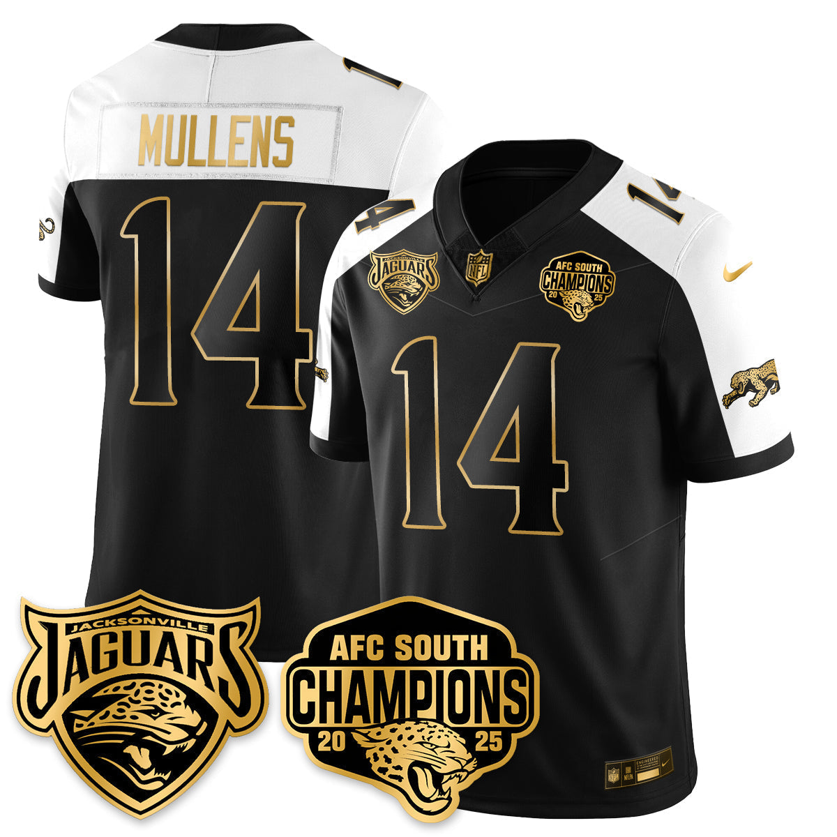 DET AFC South Division Champions Vapor Limited Gold Jersey - Stitched