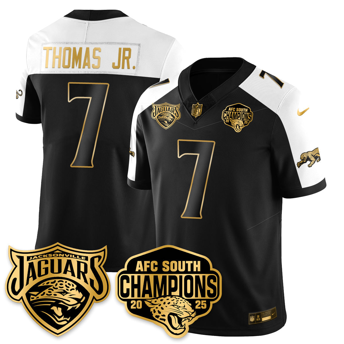 DET AFC South Division Champions Vapor Limited Gold Jersey - Stitched