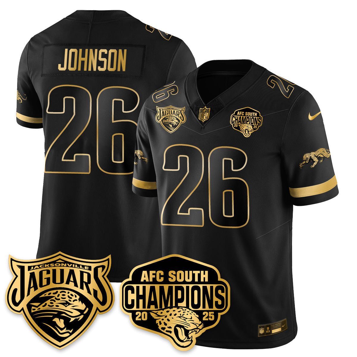 DET AFC South Division Champions Vapor Limited Gold Jersey - Stitched