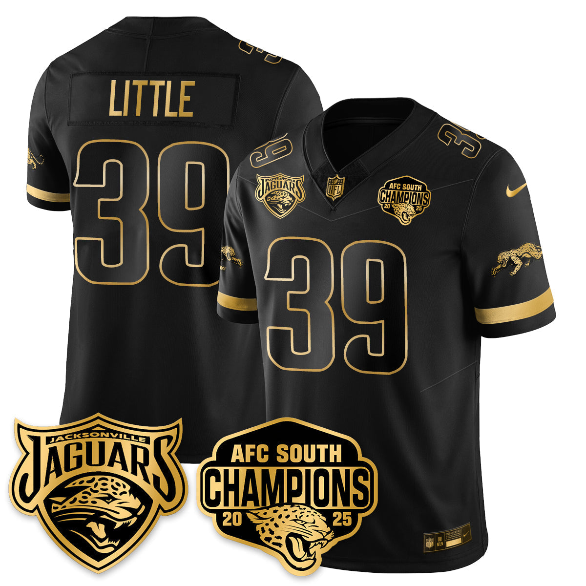 DET AFC South Division Champions Vapor Limited Gold Jersey - Stitched