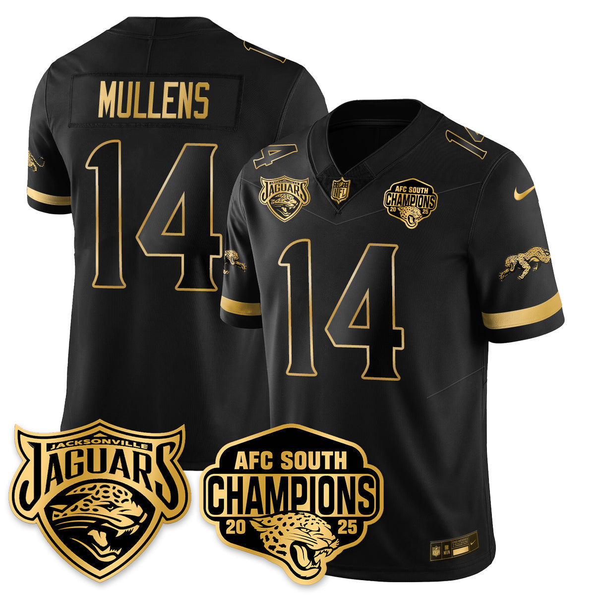 DET AFC South Division Champions Vapor Limited Gold Jersey - Stitched