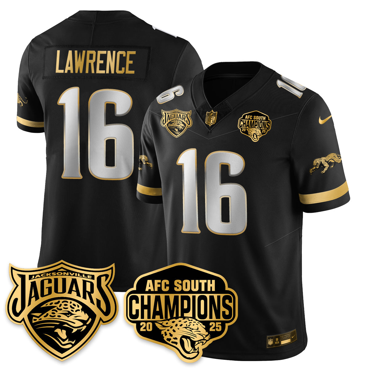 DET AFC South Division Champions Vapor Limited Gold Jersey - Stitched