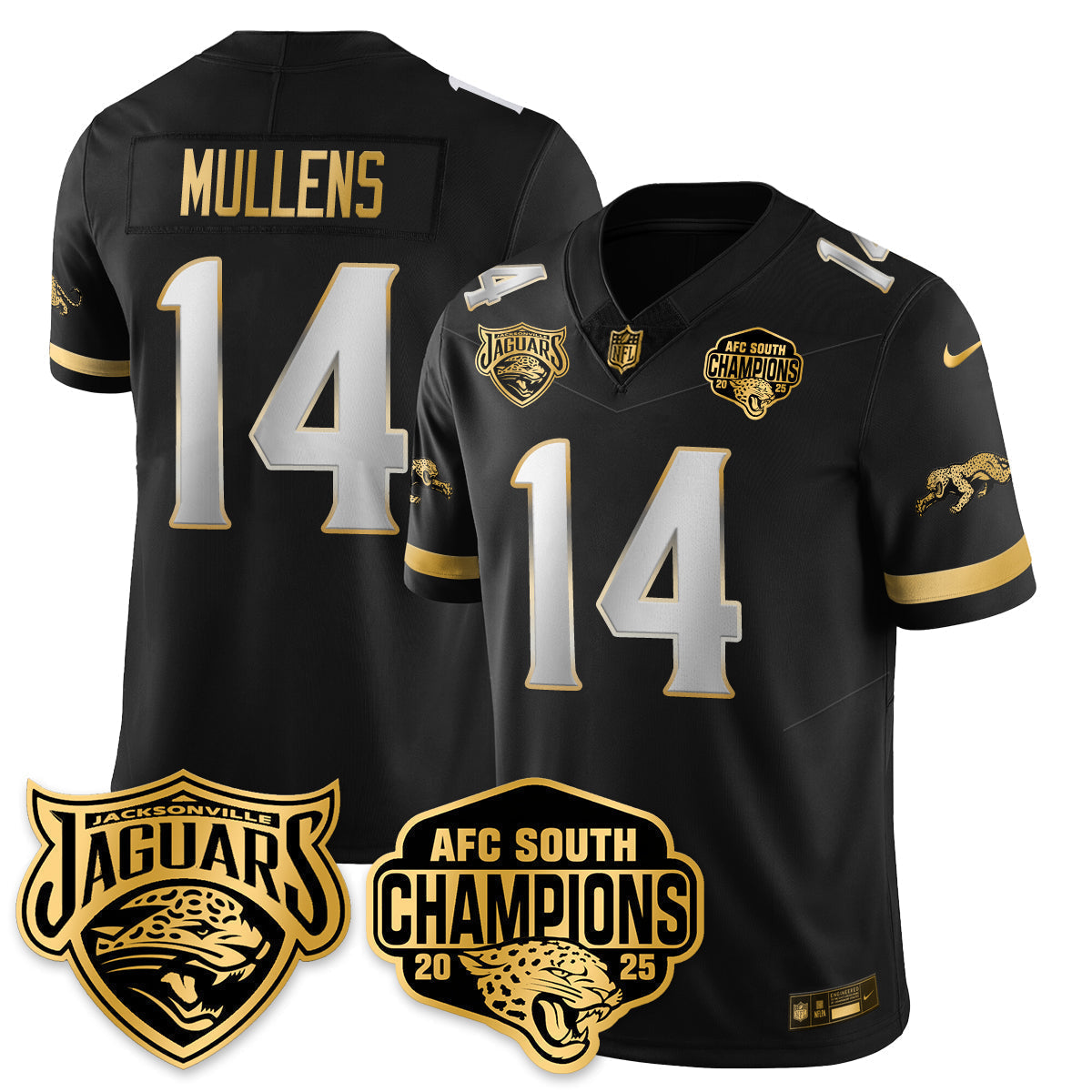 DET AFC South Division Champions Vapor Limited Gold Jersey - Stitched