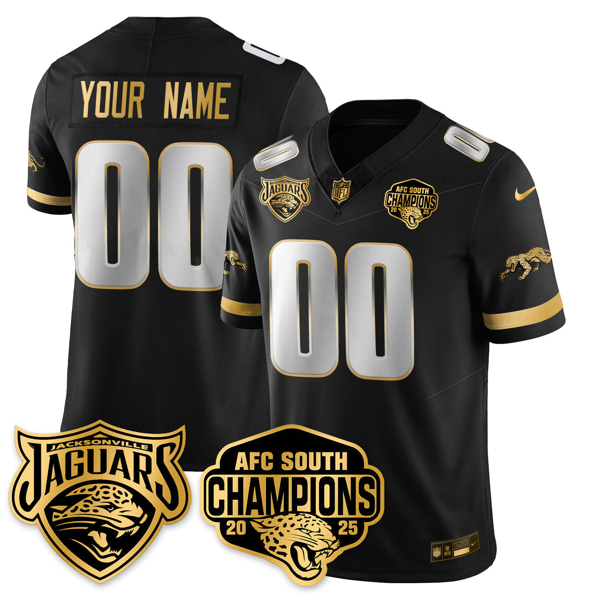 DET AFC South Division Champions Vapor Limited Gold Jersey - Stitched
