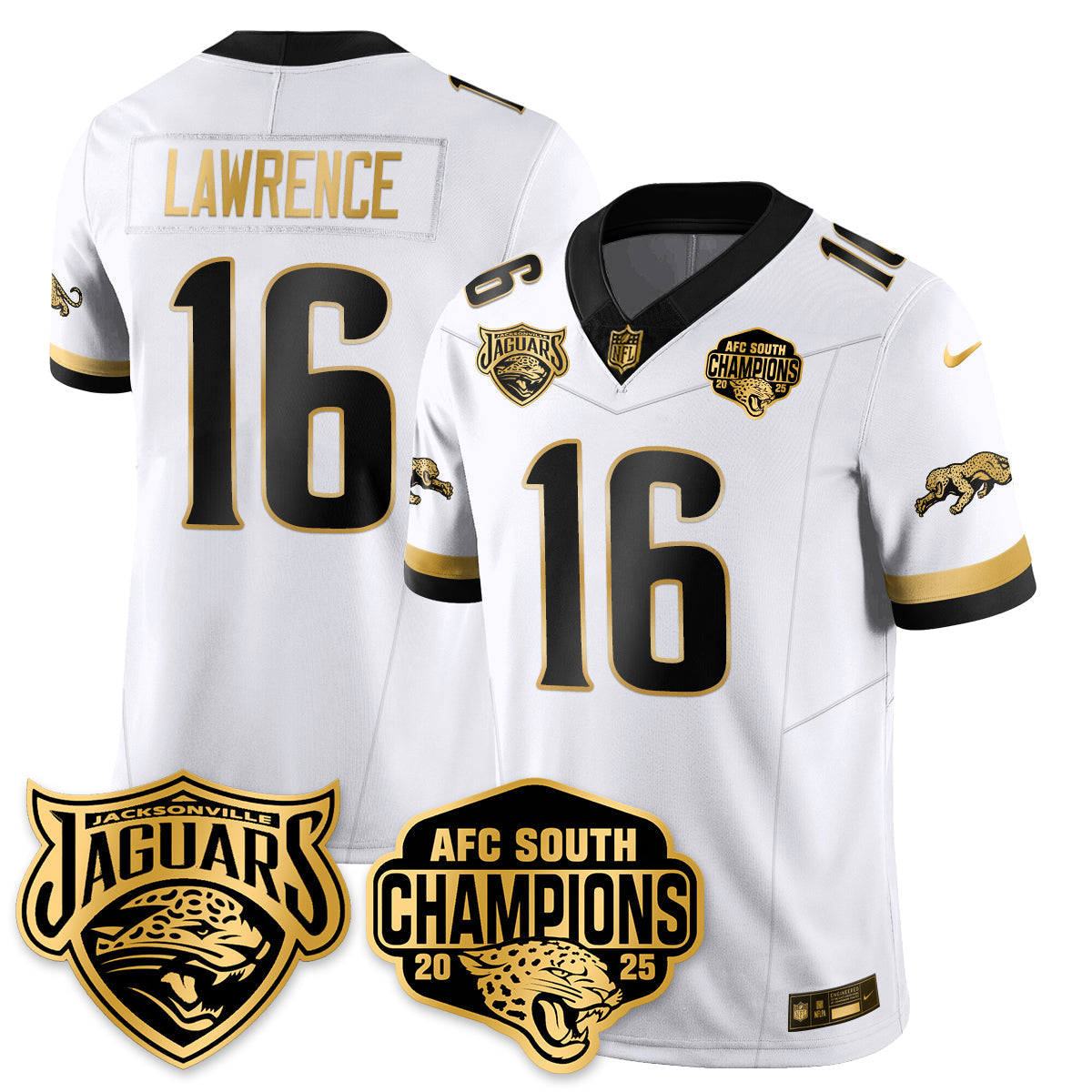 DET AFC South Division Champions Vapor Limited Gold Jersey - Stitched