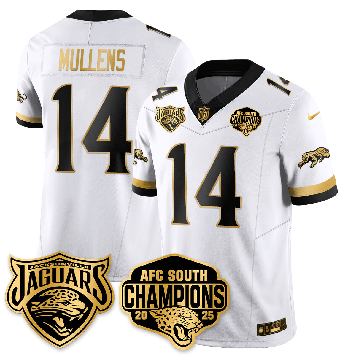 DET AFC South Division Champions Vapor Limited Gold Jersey - Stitched