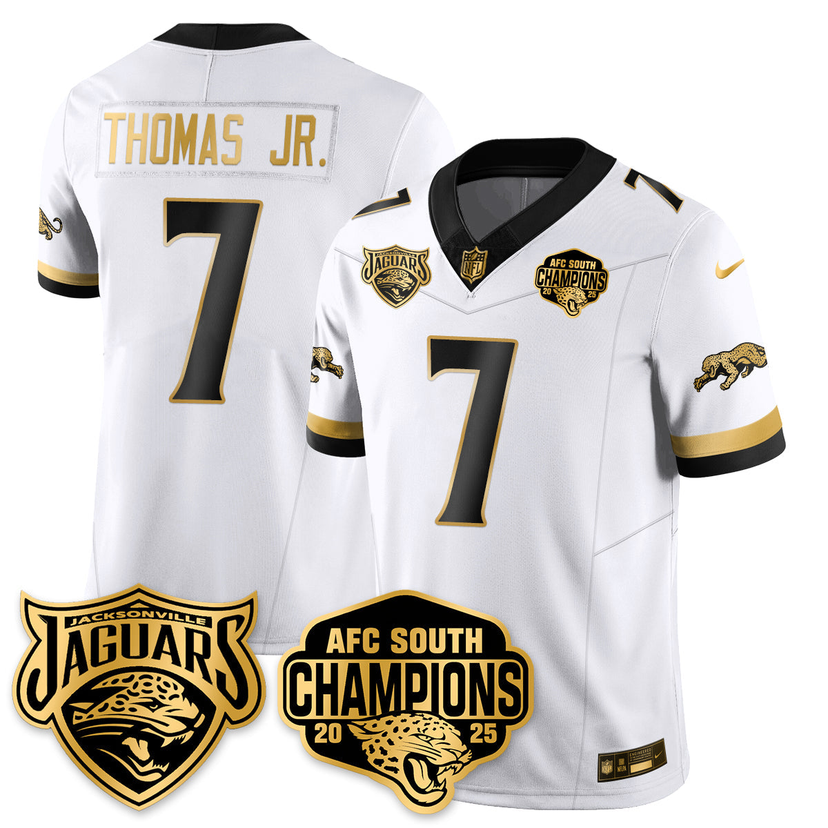 DET AFC South Division Champions Vapor Limited Gold Jersey - Stitched