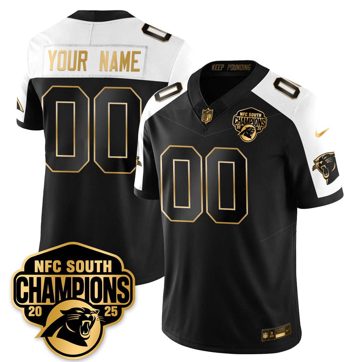Custom CAR NFC South Division Champions Vapor Limited Gold Jersey - Stitched
