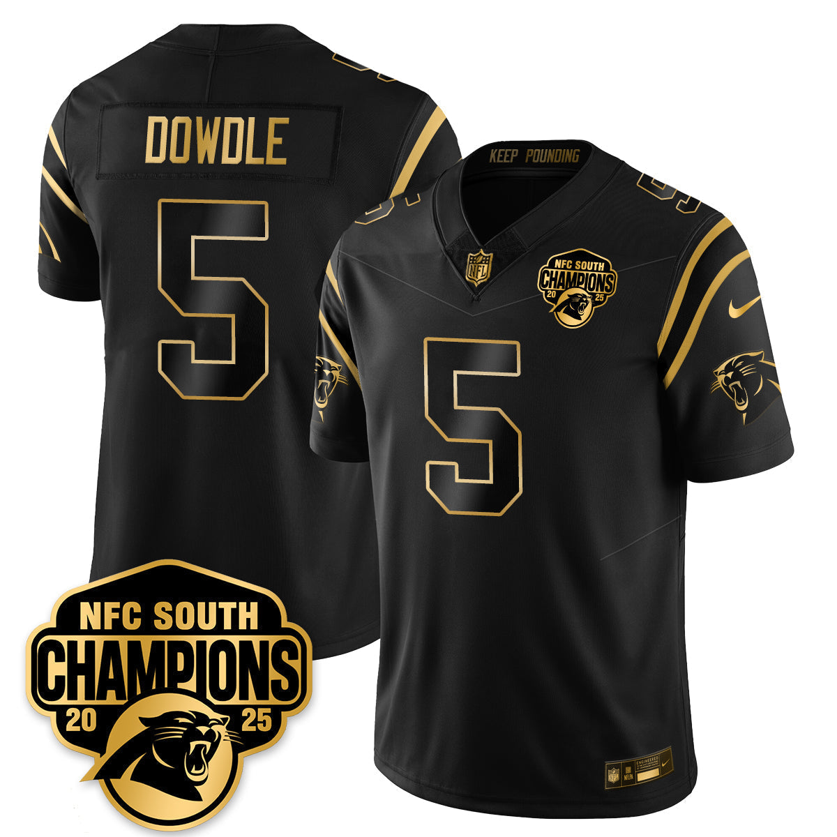 CAR NFC South Division Champions Vapor Limited Gold Jersey - Stitched